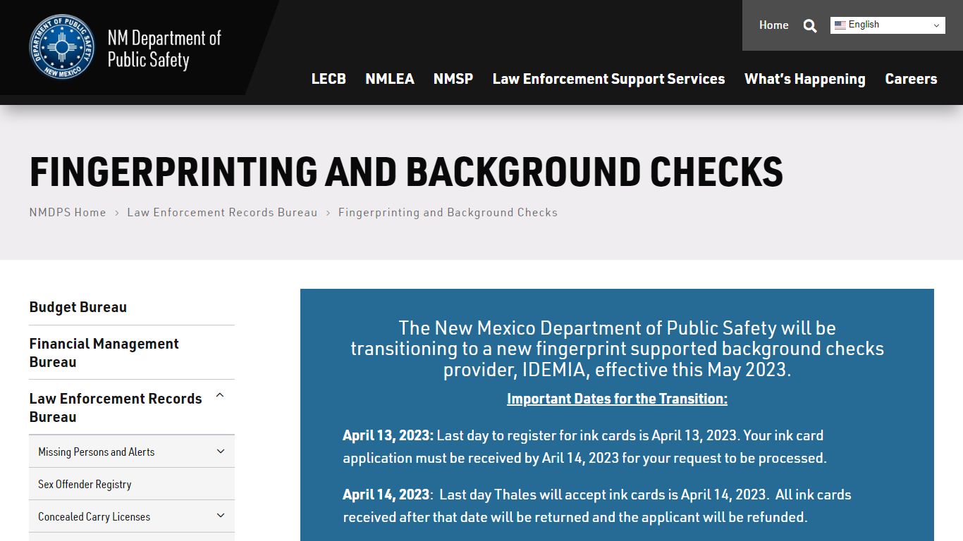Fingerprinting and Background Checks - NM Department of Public Safety