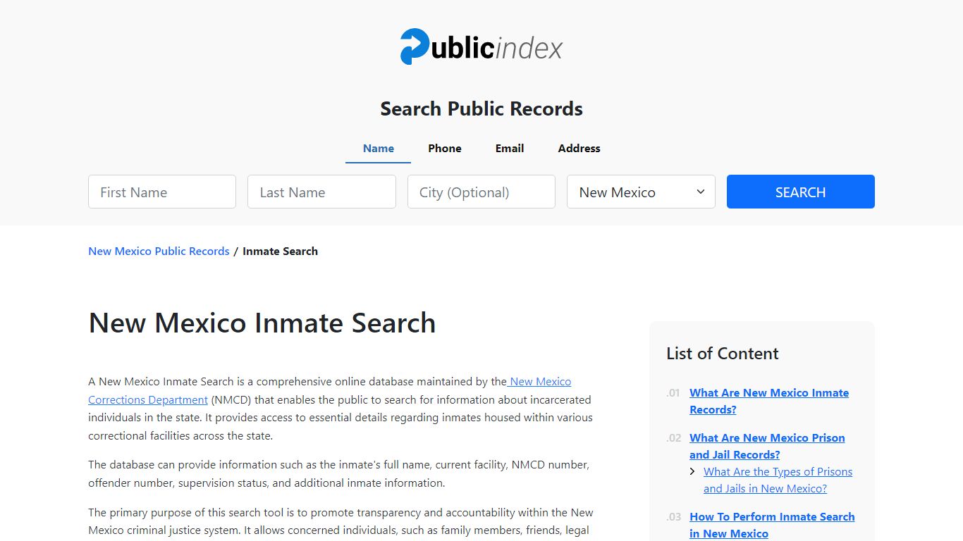 New Mexico Inmate Search and Jail Records Online - ThePublicIndex